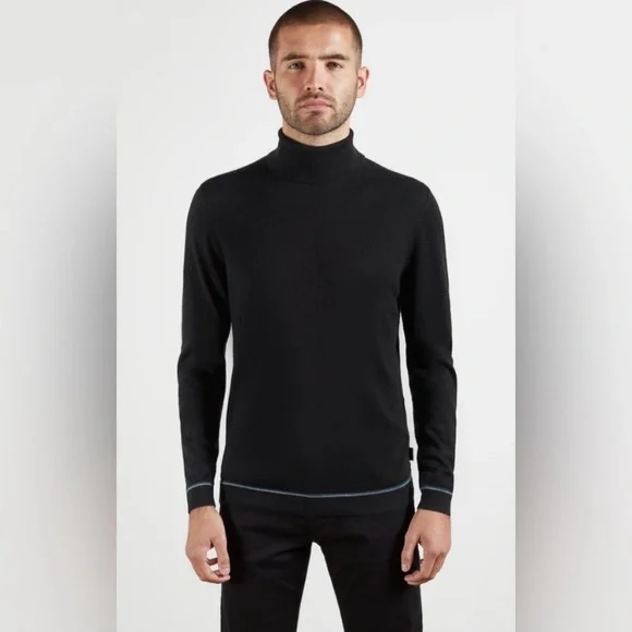 Ted Baker London EXARNO Black Wool Cashmere Blend Roll Neck Sweater - Picture 2 of 16